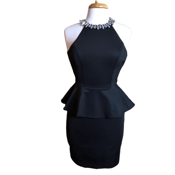 Bisou Bisou Dresses & Skirts - Bisou Bisou Rhinestone Halter cocktail dress,EUC